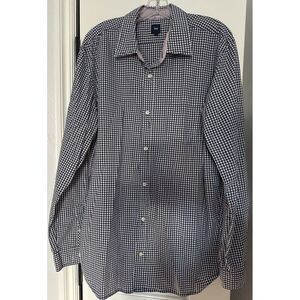 Gap‎ Mens Flannel Button Up Shirt Navy Plaid Size XL